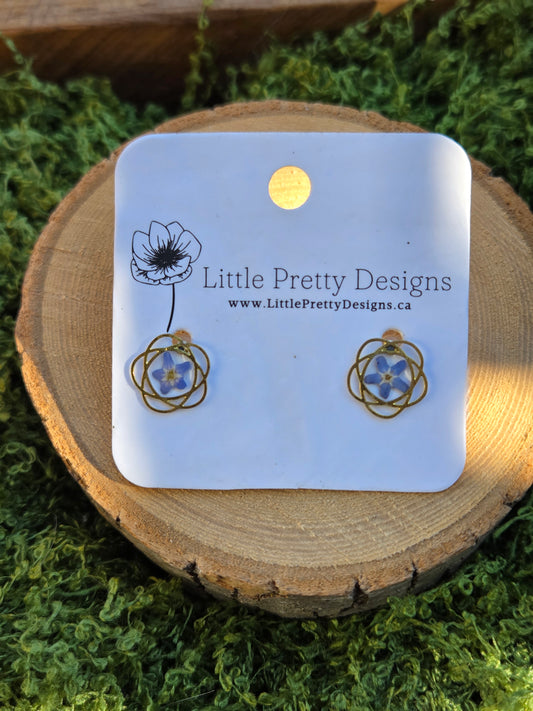 Tiny forget-me-not flower studs