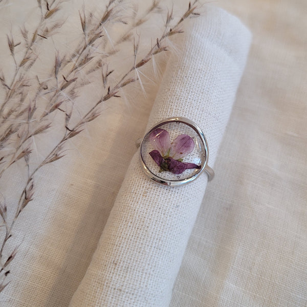 Pressed Purple Flower Ring
