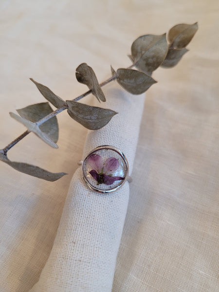 Pressed Purple Flower Ring