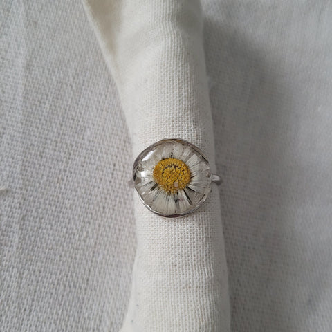 Pressed Daisy Flower Ring