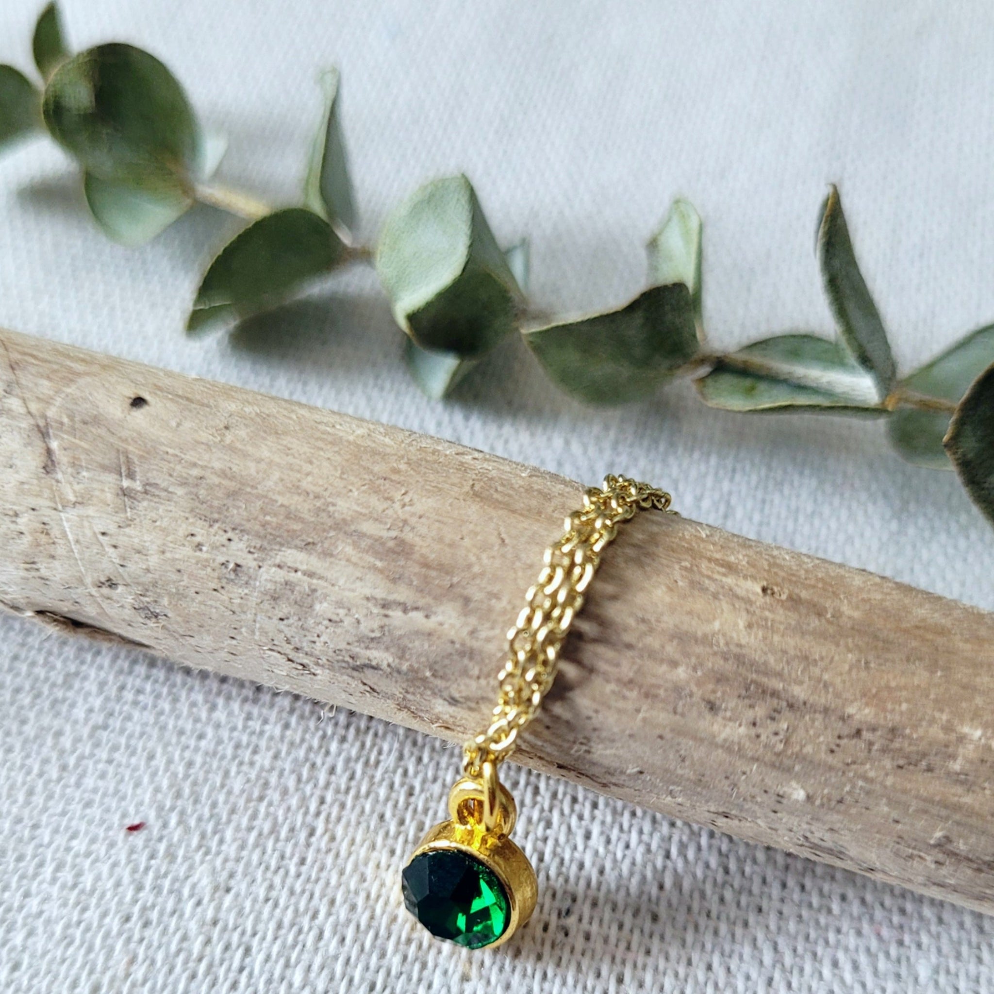 Dainty Emerald Charm Necklace
