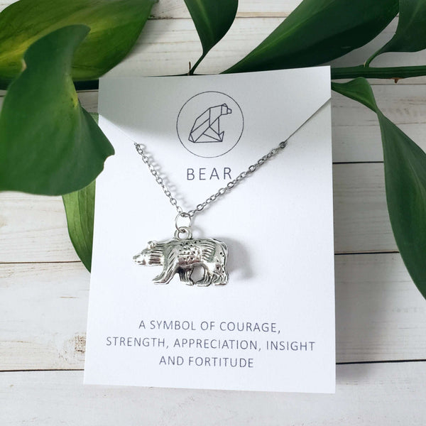 Bear Spirit Animal Silver Charm Necklace:Necklace:LittlePrettyDesigns