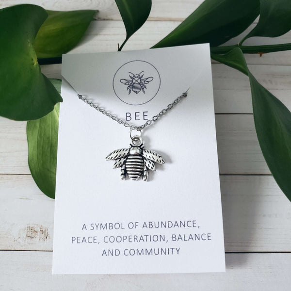 Bee Spirit Animal Silver Charm Necklace:Necklace:LittlePrettyDesigns