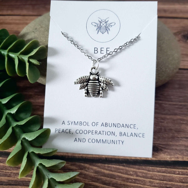 Bee Spirit Animal Silver Charm Necklace:Necklace:LittlePrettyDesigns