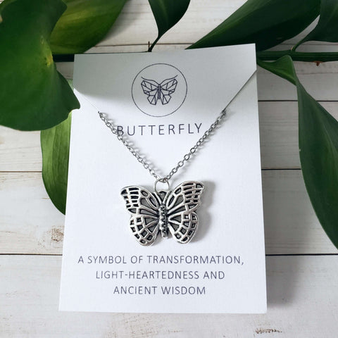 Butterfly Spirit Animal Silver Charm Necklace:Necklace:LittlePrettyDesigns