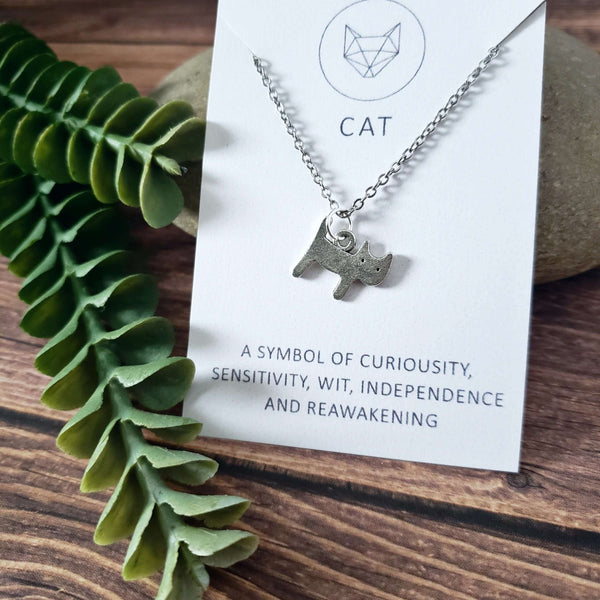 Cat Spirit Animal Silver Charm Necklace:Necklace:LittlePrettyDesigns