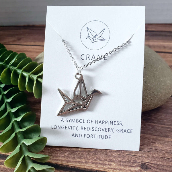 Crane Spirit Animal Silver Charm Necklace:Necklace:LittlePrettyDesigns
