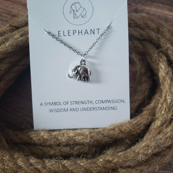 Elephant Spirit Animal Silver Charm Necklace:Necklace:LittlePrettyDesigns