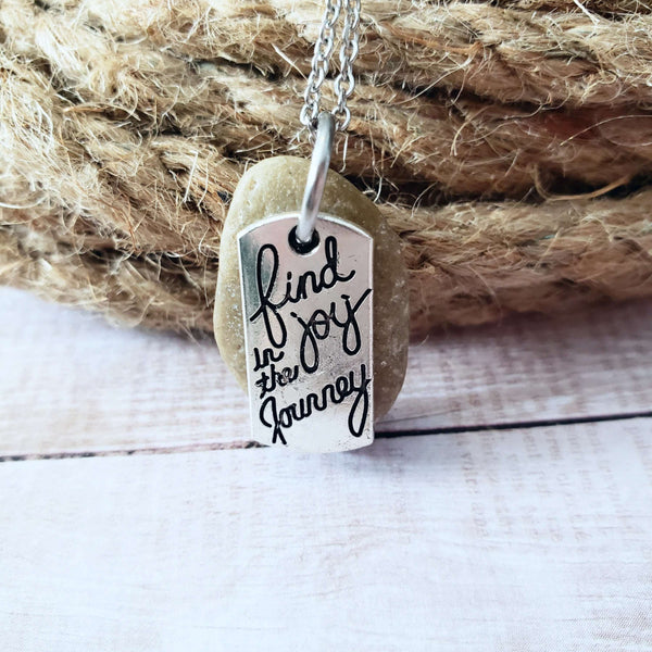 Find Joy In The Journey - Beach Stone Necklace:Necklace:LittlePrettyDesigns