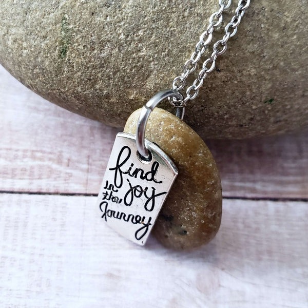 Find Joy In The Journey - Beach Stone Necklace:Necklace:LittlePrettyDesigns