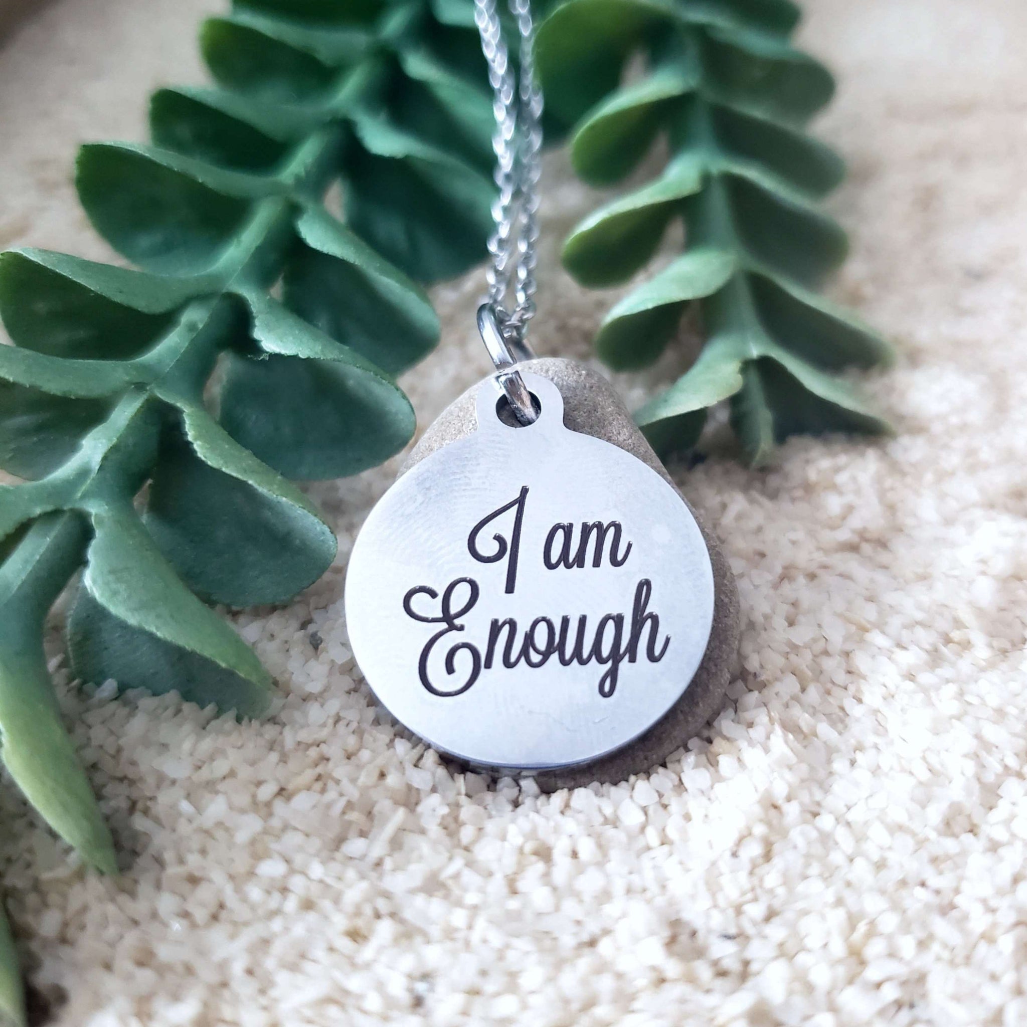 I Am Enough - Beach Stone Necklace:Necklace:LittlePrettyDesigns