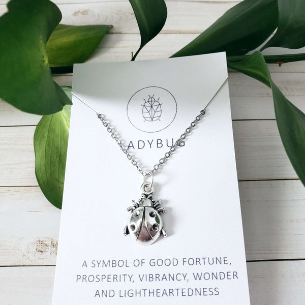 Ladybug Spirit Animal Silver Charm Necklace:Necklace:LittlePrettyDesigns