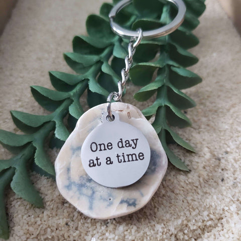 One Day At A Time - Seashell Keychain:Keychains:LittlePrettyDesigns