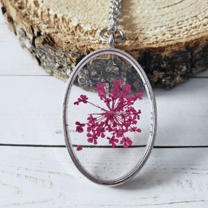 Pink Queen Anne's Lace Necklace:Necklace:LittlePrettyDesigns