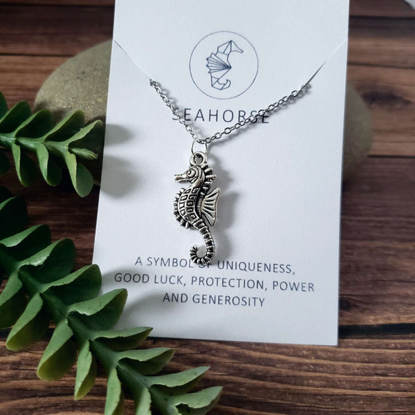 Seahorse Spirit Animal Silver Charm Necklace:Necklace:LittlePrettyDesigns