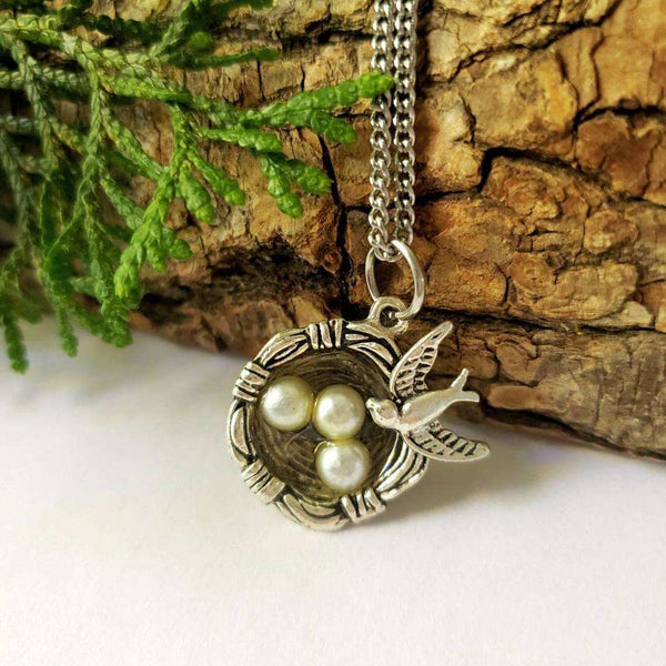 Simplistic Silver Bird Nest Necklace::LittlePrettyDesigns