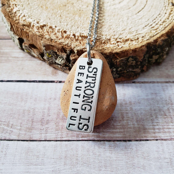 Strong Is Beautiful - Beach Stone Necklace:Necklace:LittlePrettyDesigns