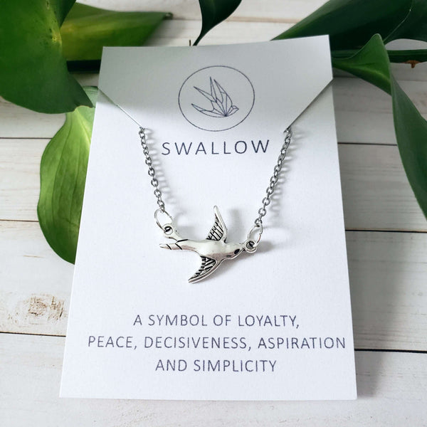 Swallow Spirit Animal Silver Charm Necklace:Necklace:LittlePrettyDesigns
