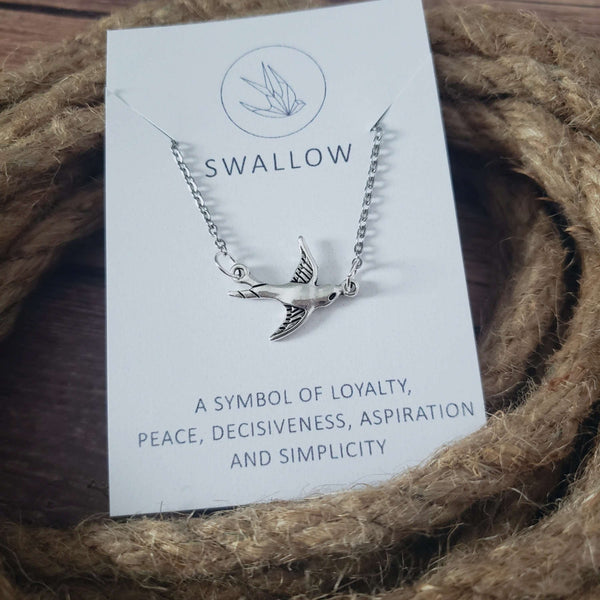 Swallow Spirit Animal Silver Charm Necklace:Necklace:LittlePrettyDesigns