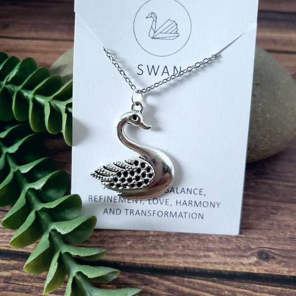 Swan Spirit Animal Silver Charm Necklace:Necklace:LittlePrettyDesigns