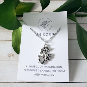 Unicorn Spirit Animal Silver Charm Necklace:Necklace:LittlePrettyDesigns