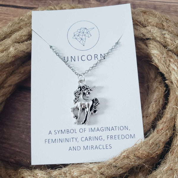 Unicorn Spirit Animal Silver Charm Necklace:Necklace:LittlePrettyDesigns