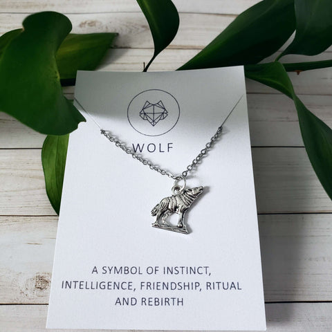 Wolf Spirit Animal Silver Charm Necklace:Necklace:LittlePrettyDesigns
